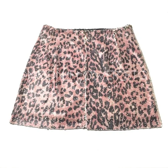 ππSALEππ Free People Cheetah Sequin Mini Skirt - Picture 8 of 13